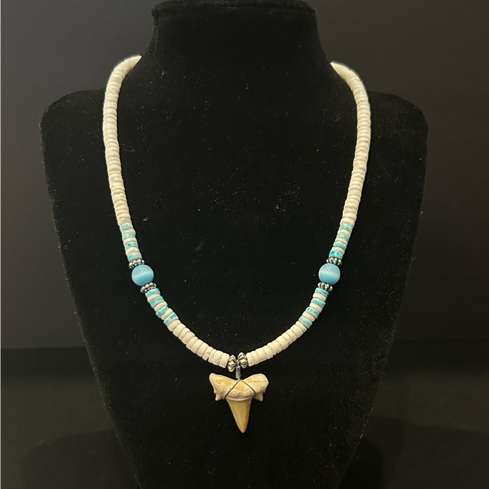 Blue shark tooth necklace
